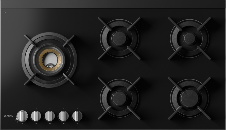 ASKO HG8953BGD1 90cm Gas Cooktop Black Ceramic Glass