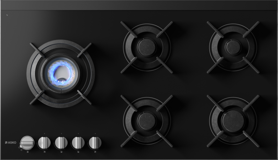 ASKO HG8953BGD1 90cm Gas Cooktop Black Ceramic Glass