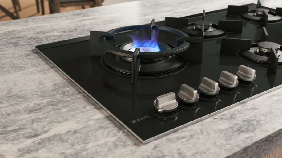 ASKO HG8953BGD1 90cm Gas Cooktop Black Ceramic Glass