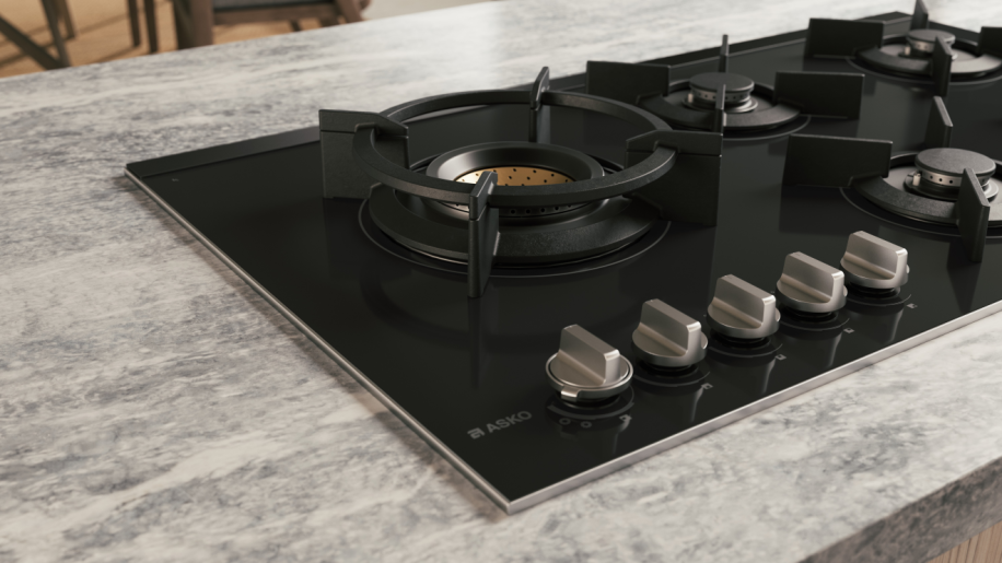 ASKO HG8953BGD1 90cm Gas Cooktop Black Ceramic Glass